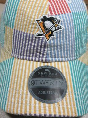 New Era mens colorful striped seersucker Pittsburgh Penguins NHL hat NWT